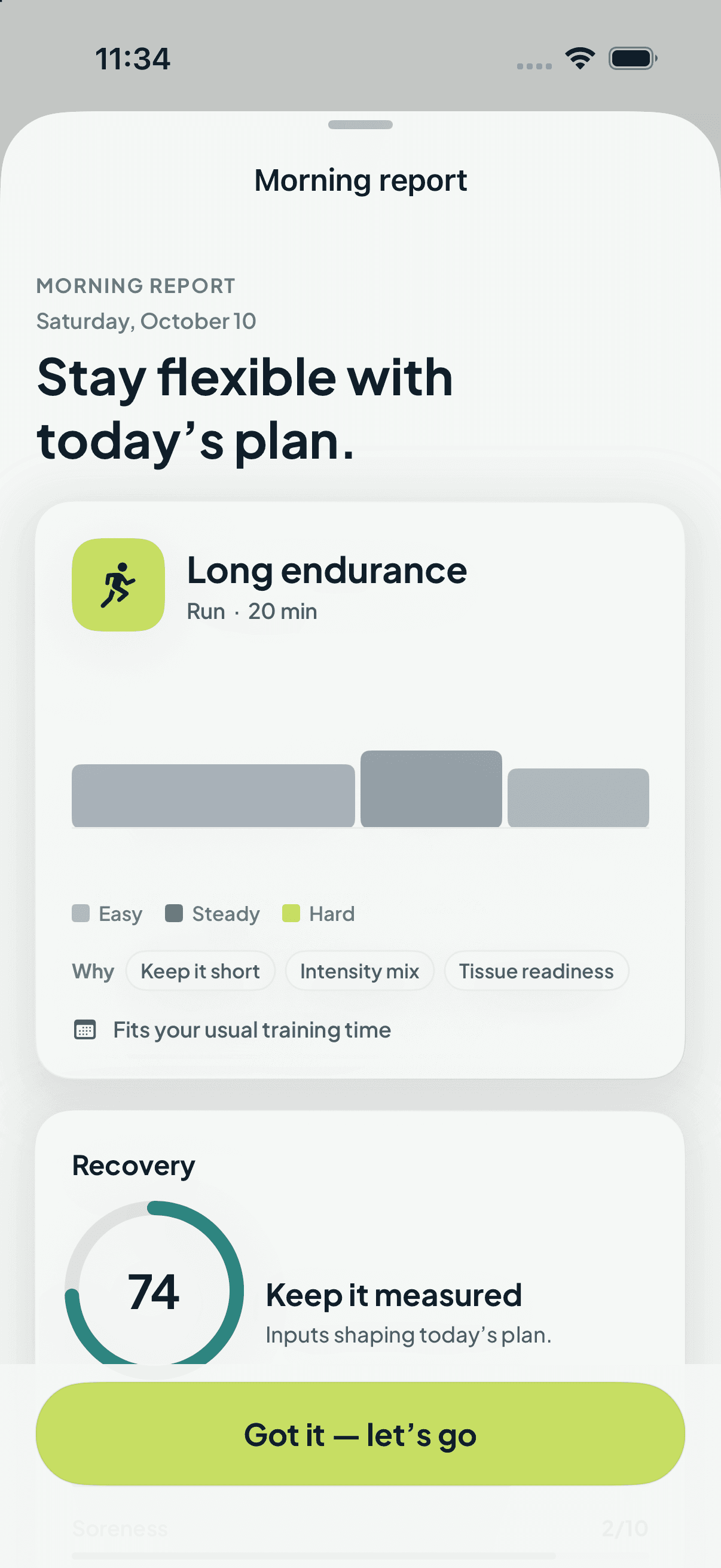 Reficio daily coaching brief with context for today's recommendation